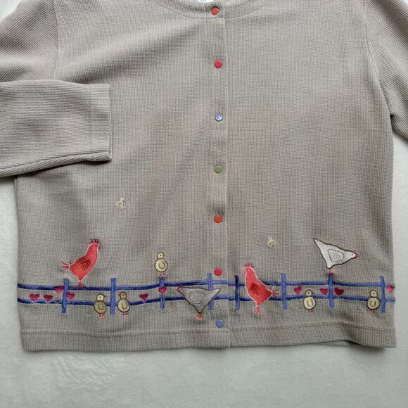 Vintage Chicken Embroidery Cardigan Farmer - Picture 3 of 8